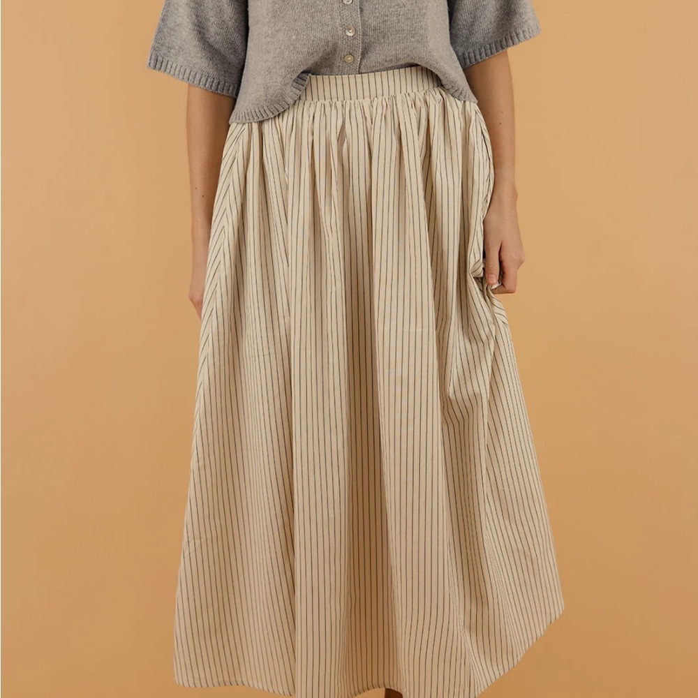 Roolee Cream Pinstripe A-Line Skirt